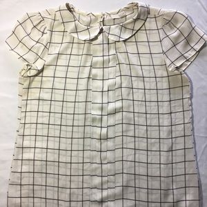 Collared Blouse with Checkered Pattern